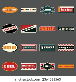 Sticker Pack. Collection of trendy pins. Set of cool patches vector design. Abstract retro badges.