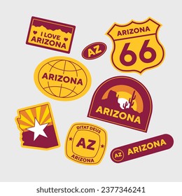 Sticker Pack. Collection of trendy pins. Set of cool patches vector design. Arizona retro badges.