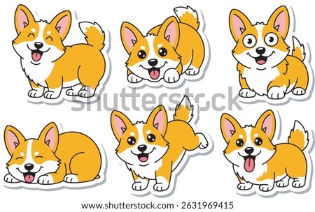 sticker pack of cute and funny corgis