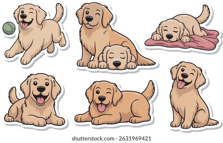 sticker pack of cute and funny golden