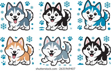 sticker pack of cute and funny husky