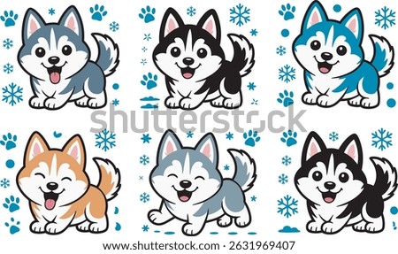 sticker pack of cute and funny husky