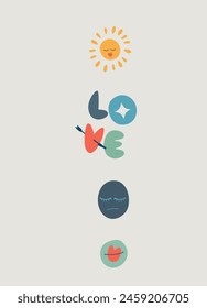 Sticker pack hand-lettered inspirational phrases. Positive emotions concept. Multicolored letters in quote isolated on light-colored background