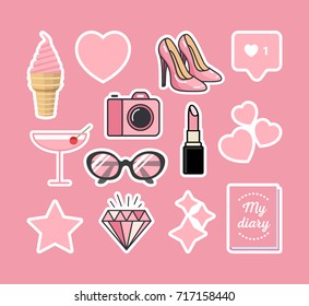 Sticker pack in pink style