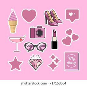 Sticker pack in pink style
