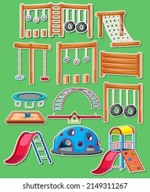 Sticker pack of playground objects illustration