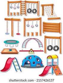 Sticker pack of playground objects illustration