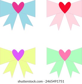 sticker pack ribbon love format vector colorful pink blue purple green