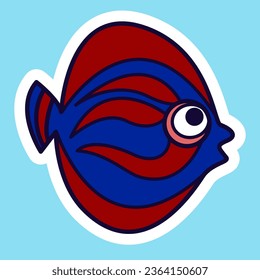 Sticker pack with sea animals. Cartoon character for comics and postcards. Vector image.
