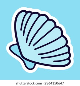 Sticker pack with sea animals. Cartoon character for comics and postcards. Vector image.
