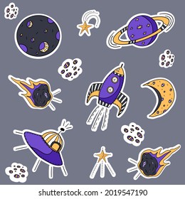 Sticker Pack Space, Rockets, Planets, Stars For Boys And Girls