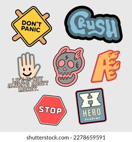 Sticker pack. Sticker vintage. Retro sticker. For illustration or merchandise