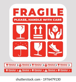 Sticker Packaging Label - Fragile. Vector Illustration
