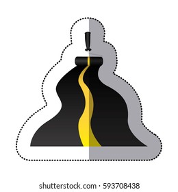 sticker paint roller drawing the highway vector illustration