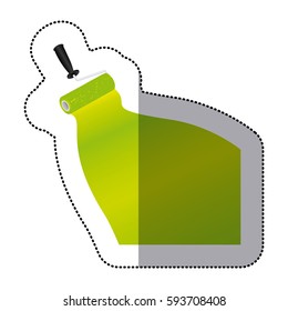 sticker paint roller with stroke of paint green vector illustration