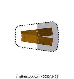 sticker pair rectangle pieces wooden board with cloves vector illustration