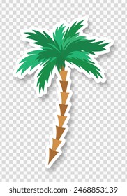 A sticker or palm tree icon on a transparent background. Trendy pop art design of the 80s. Vector illustration.