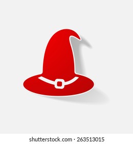 Sticker paper products realistic element design illustration witch hat