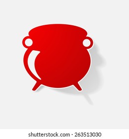 Sticker paper products realistic element design illustration witch's cauldron