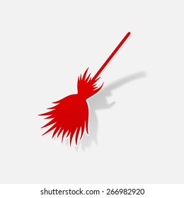Sticker paper products realistic element design illustration witches broom