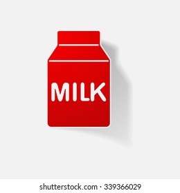 Sticker paper products realistic element design illustration pack of milk
