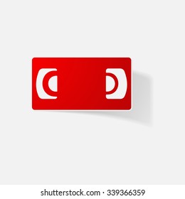 Sticker paper products realistic element design illustration cassette VCR