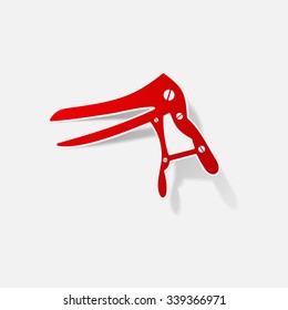 Sticker paper products realistic element design illustration forceps dentist