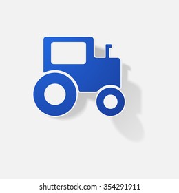 Sticker paper products realistic element design illustration tractor