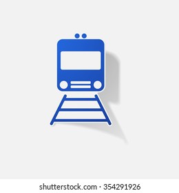 Sticker paper products realistic element design illustration tram