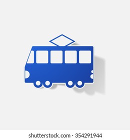 Sticker paper products realistic element design illustration tram