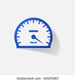 Sticker paper products realistic element design illustration speedometer