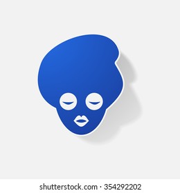Sticker paper products realistic element design illustration girl in cosmetic facial mask