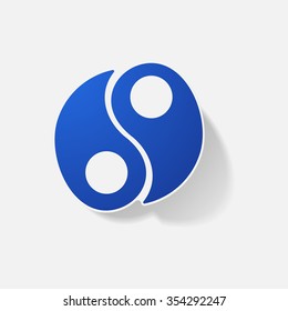 Sticker paper products realistic element design illustration Yin Yang