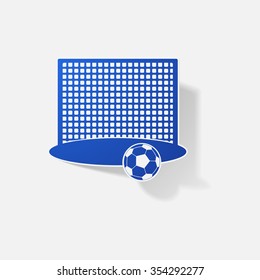 Sticker paper products realistic element design illustration soccer ball and goal