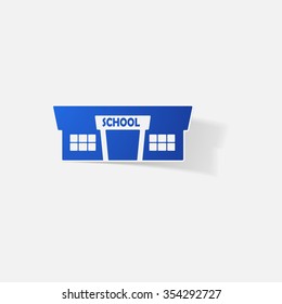 Sticker paper products realistic element design illustration school building