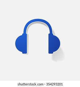 Sticker paper products realistic element design illustration headphones