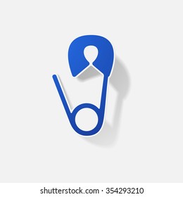 Sticker paper products realistic element design illustration safety pin