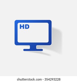 Sticker paper products realistic element design illustration monitor