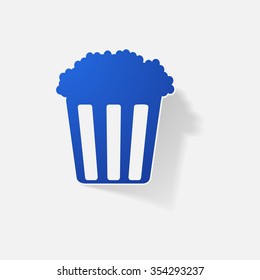 Sticker paper products realistic element design illustration popcorn