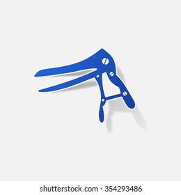 Sticker paper products realistic element design illustration forceps dentist