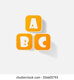 Sticker paper products realistic element design letters a b c