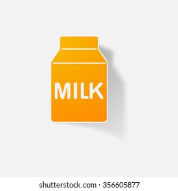 Sticker paper products realistic element design illustration pack of milk
