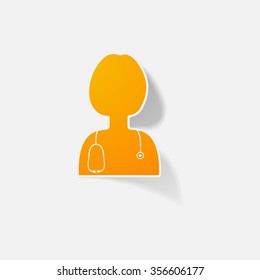 Sticker paper products realistic element design illustration doctor