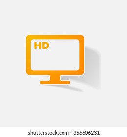 Sticker paper products realistic element design illustration monitor