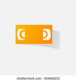 Sticker paper products realistic element design illustration cassette VCR