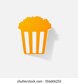 Sticker paper products realistic element design illustration popcorn
