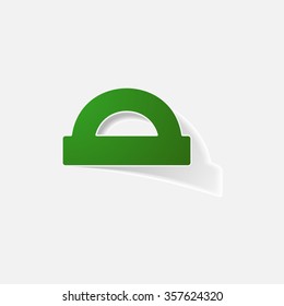 Sticker paper products realistic element design illustration protractor