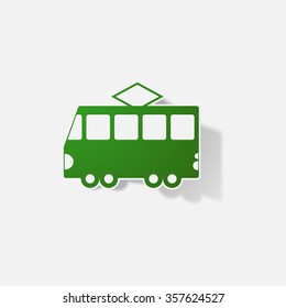 Sticker paper products realistic element design illustration tram