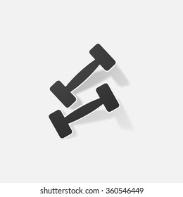 Sticker paper products realistic element design illustration dumbbell