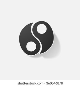 Sticker paper products realistic element design illustration Yin Yang